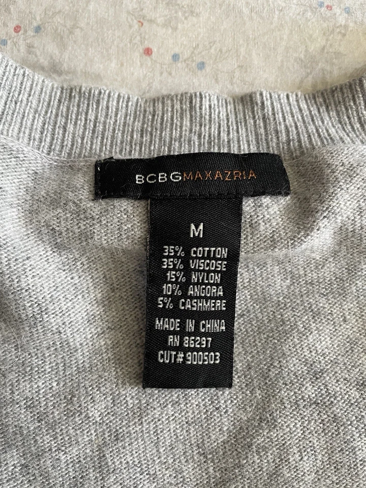 Cárdigan túnica suéter Y2k BCBG gris imperio tejido cachemir mezcla angora talla M Foto 4 de 4