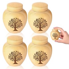 Small Bamboo Urns for Human Ashes Tree of Life Pattern 4 pcs Mini Keepsake