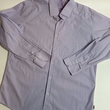 English Laundry Mens XL 17-36/37 Shirt Button Down Lavender Long Sleeve Check