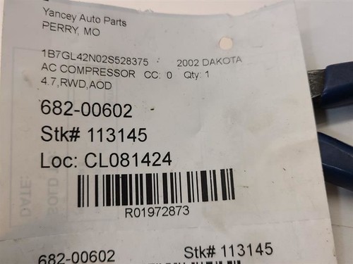 2002-2003 DODGE DAKOTA 4.7L AC Compressor 55057334AA - Picture 9 of 12