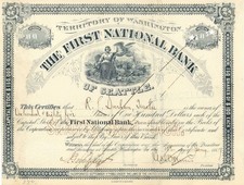 First National Bank of Seattle - Territory of Washington - 1887 or 1890 dated 