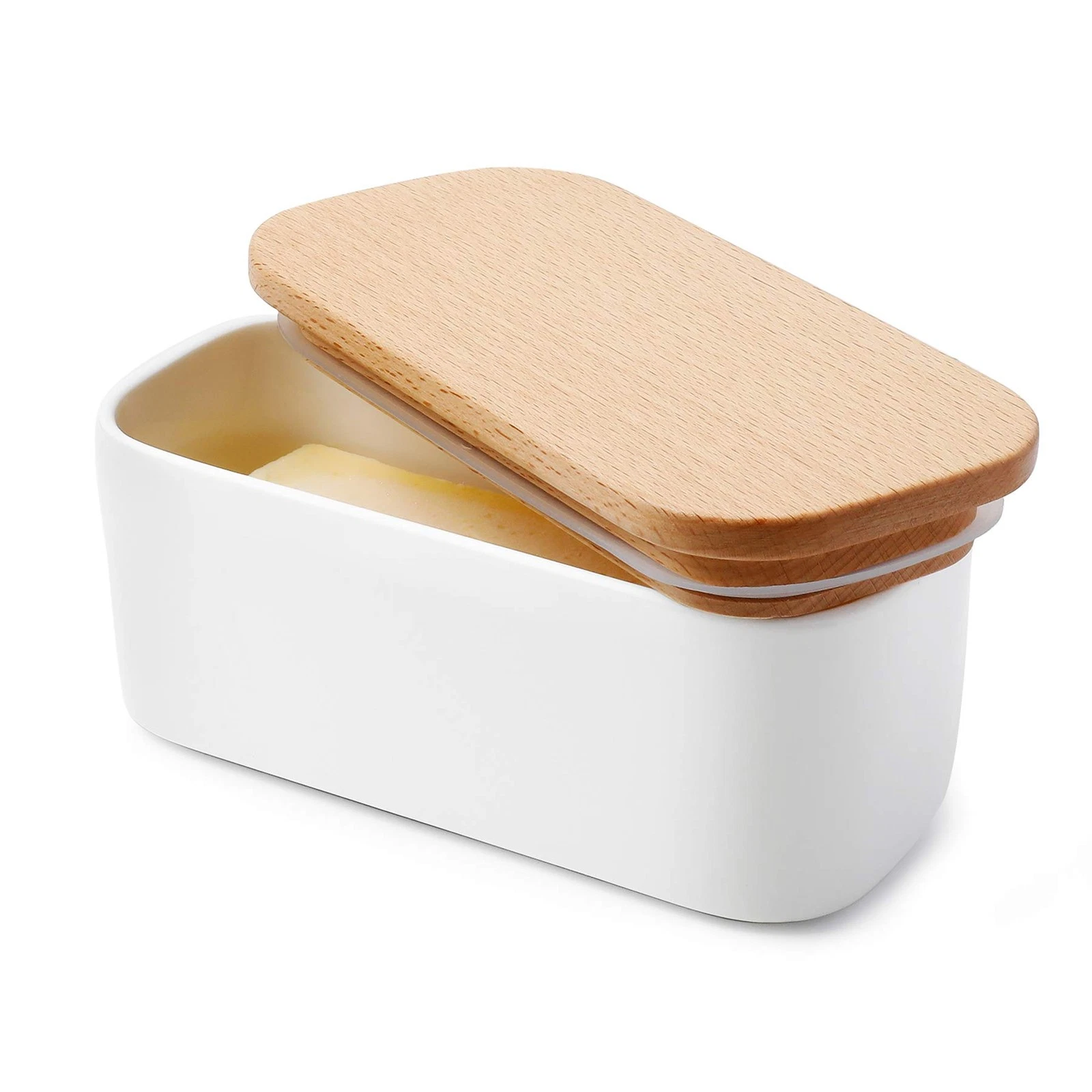 Sweese Small Butter Dish with Lid for Countertop, Airtight Small, White