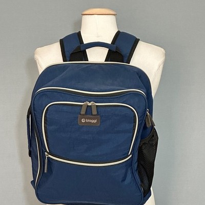 Biaggi Navy Blue Nylon Lightweight Travel Commuter Backpack Multi Pocket Bag
