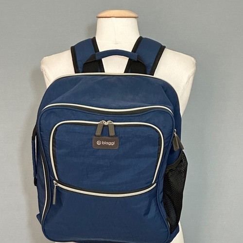 Biaggi Navy Blue Nylon Lightweight Travel Commuter Backpack Multi Pocket Bag