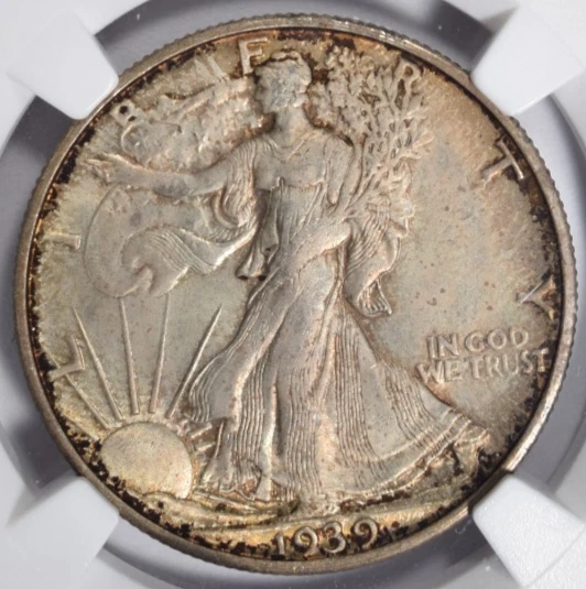 Medio dólar Walking Liberty 1939-S ~ ¡muy original y crujiente NGC MS65! Foto 3 de 4