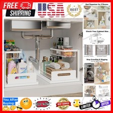 Under Sink Organizer, L-Shaped 2 Tier Pull Out Cabinet Organizer Slide Out ...