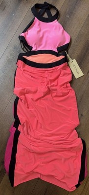 Mignon Formal Dress Size 6 Pink 65  Long NWT Pink Black