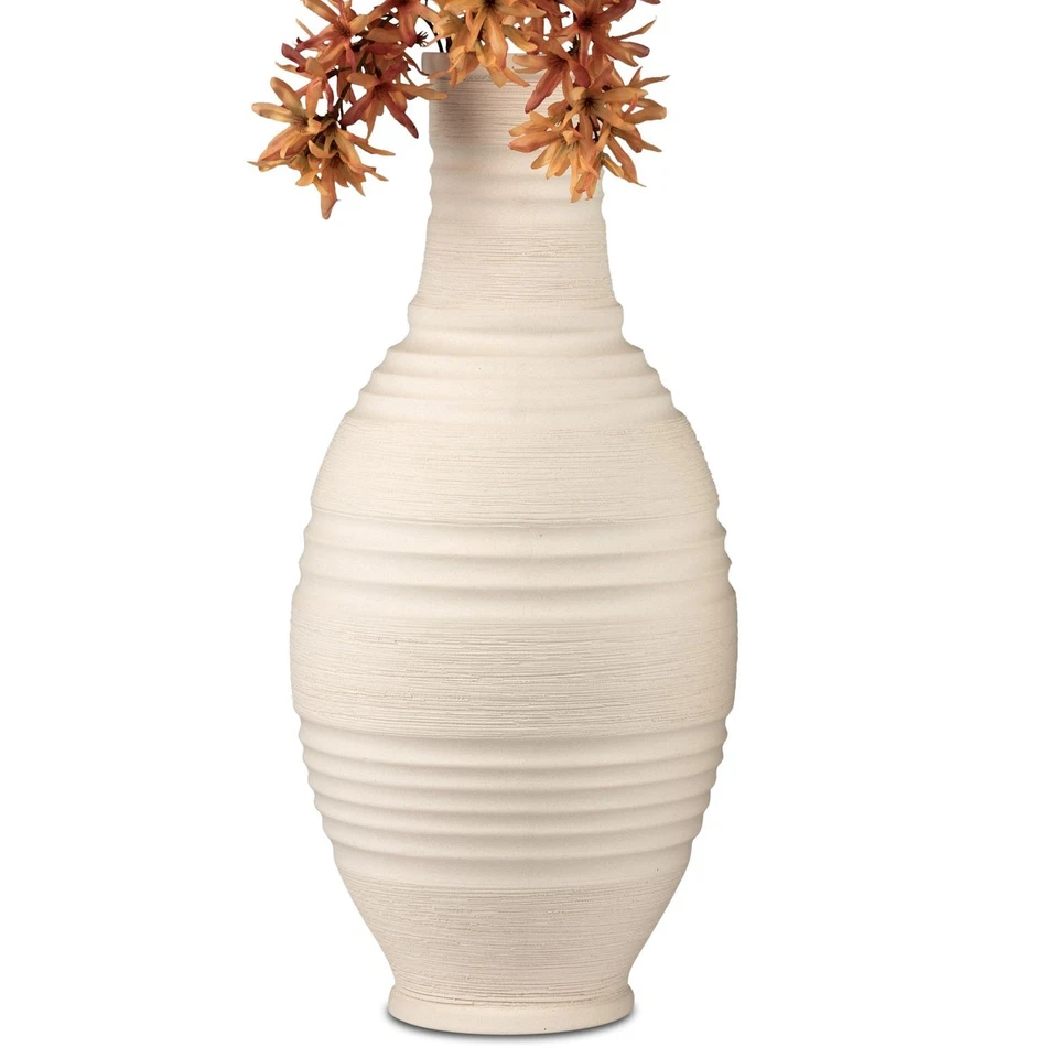 Deko Bodenvase RELIEF bauchig rund H. 45cm matt creme Keramik Formano W25