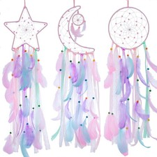 3 Pack Pink Star Moon Sun Dream Catcher - Pink Dream Catchers for Girls, Teen...