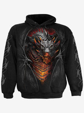 Black Gothic Dragon Fire Hoodie Fantasy Pullover Sweatshirt Adults Kids