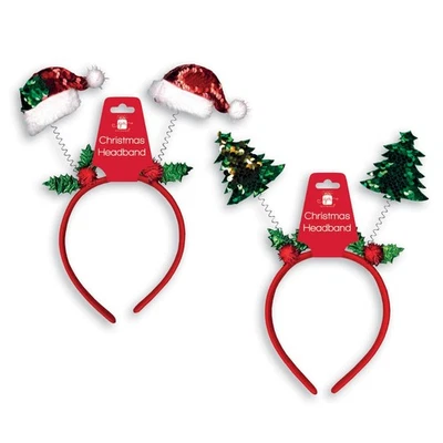 GIFTMAKER Novelty Christmas Deeley Headband Sequin Xmas Party Tree Santa Hat Alice Band
