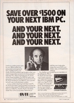 Alloy Computer Products 1984 Original Print Ad IBM PC Multi-User System