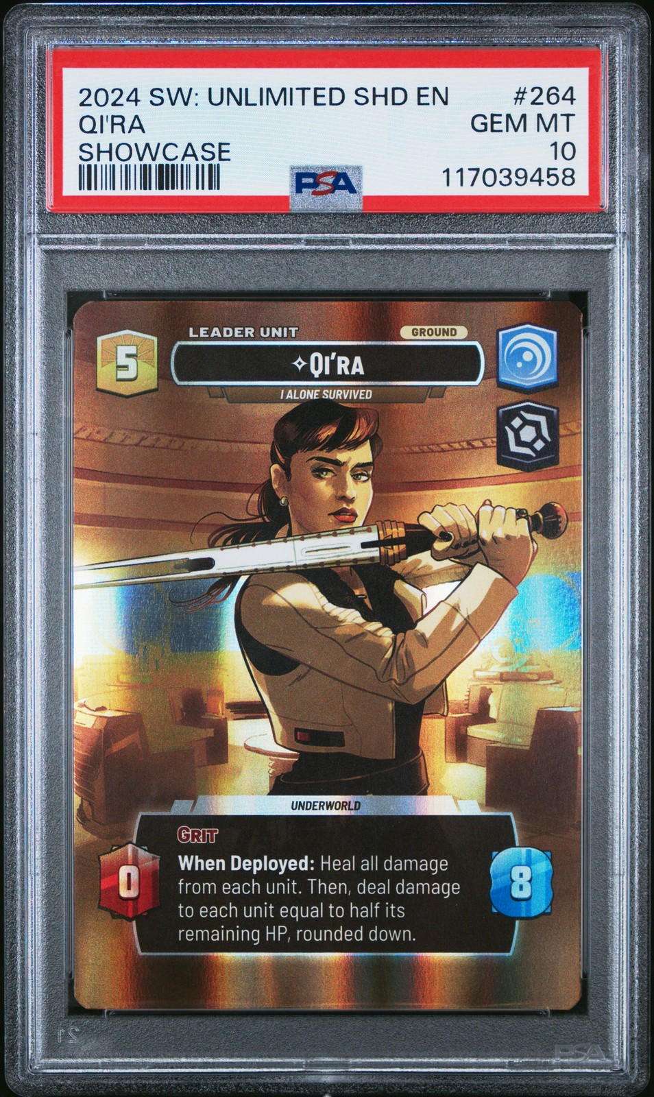 2024 STAR WARS: UNLIMITED SHADOWS OF THE GALAXY QI'RA, I ALONE SURVIVED PSA 10