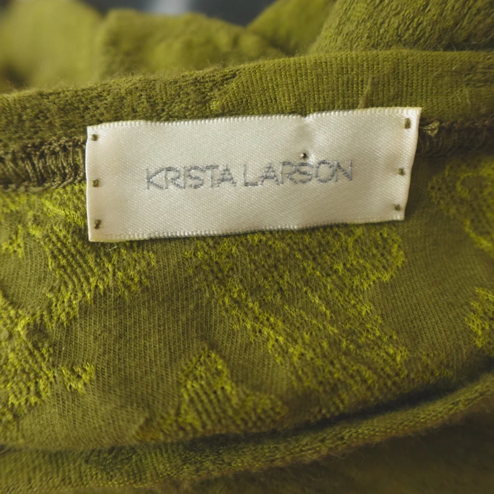 Топ женский Krista Larson один размер темно-зеленый текстурированный цветочный жаккардовый Lagenlook - Изображение 3 из 4