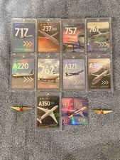 Delta Airline-Pilot Trading Cards-Set Of 10 mainline aircraft.  Released in 2022