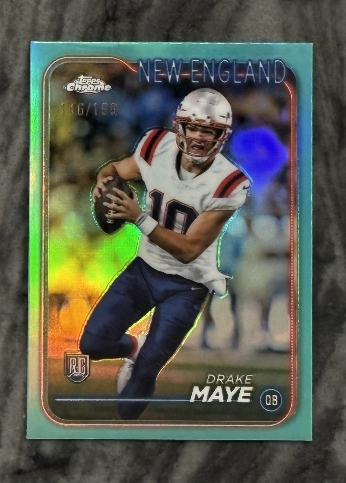 2024 TOPPS CHROME #203 DRAKE MAYE -AQUA REFRACTOR- RC ROOKIE CARD /199