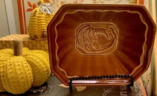 Brown Glaze/Stoneware~Food Mold~Jello/Cake~TURKEY Design~8.25”L X 7”W X 3” Deep~