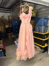 Vintage Mike Benet Formals Tulle Ruffled Pink Prom Dress W/Bow details - Pageant