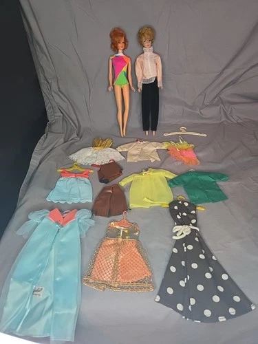 Vintage 1958, 1966 Barbie Dolls w/clothes. Free Shipping.
