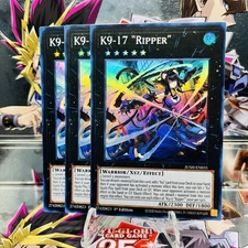 3x Yugioh Playset K9-17 "Ripper" JUSH-EN035 Super Rare 1st Ed Near Mint