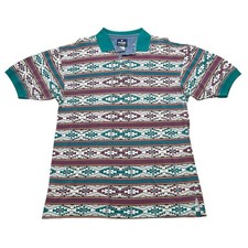 Vintage Wrangler Western Shirts Polo Shirt Men  s M Aztec Southwest Pattern Retro