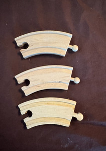 3 ~ Brio-Compatible Wooden Train Set Lot ~ Misc Train Track Pieces