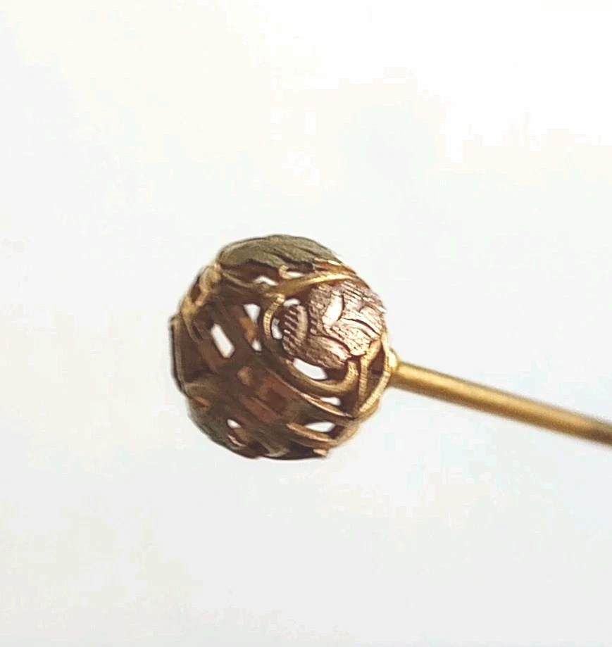 Antique Hat Pin G.L.P.  George L. Paine Co. Gold Filled Leaf Design - 6.5" - Image 2 of 3