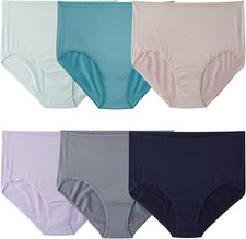 Fruit Of The Loom Womens Breathable Cooling Stripe Brief Panty Assorted 6 Pack