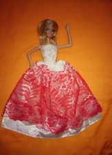 Barbie Puppen Kleid Prinzessin Rot Weiß Beige Ballkleid Hochzeit Brautkleid K14