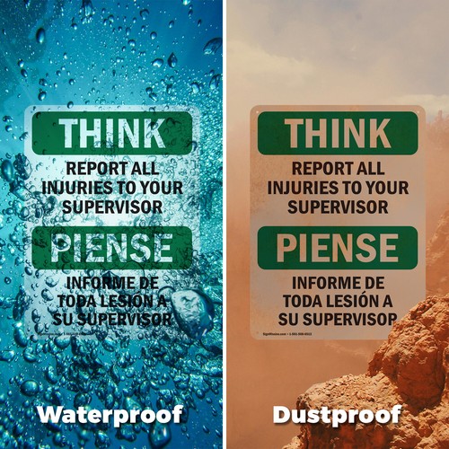 (2 Pack) Report All Injuries To Your Supervisor OSHA Think Sign Decal Metal - Picture 6 of 22