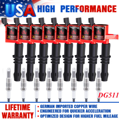 8 Spark Plugs and Ignition Coils Pack For Ford F-150 5.4L 4.6L V8 3V DG511 FD508