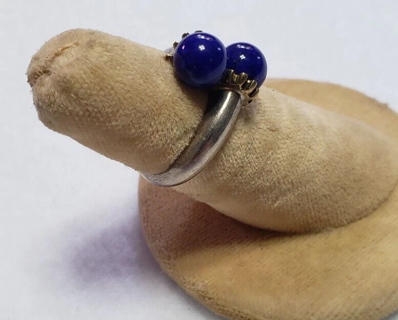 Anillo Tiffany and Co de cuentas de lapislázuli azul de oro amarillo de 18 quilates talla 5,5 Foto 3 de 4