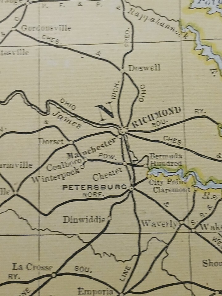 1906 Dated Train Route Map WEST VIRGINIA MARYLAND all Railroad Lines 11 ...