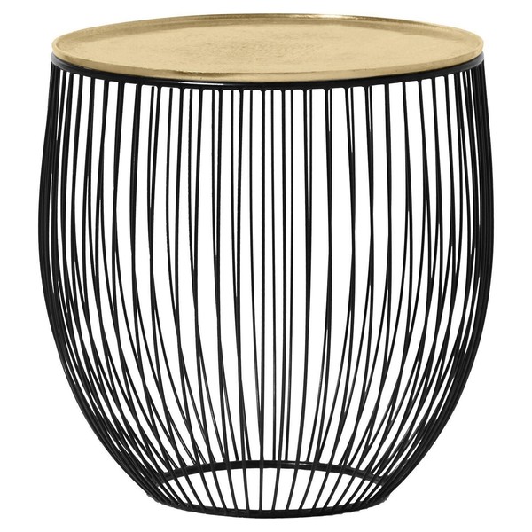 Beistelltisch Wohnzimmertisch Sofatisch Goldgelb Schwarz Metall Ø 43 Cm-image