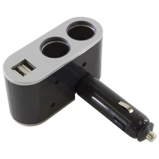 Car Lighter Power Socket Splitter - Twin Socket Car Charger with 2 USB Ports