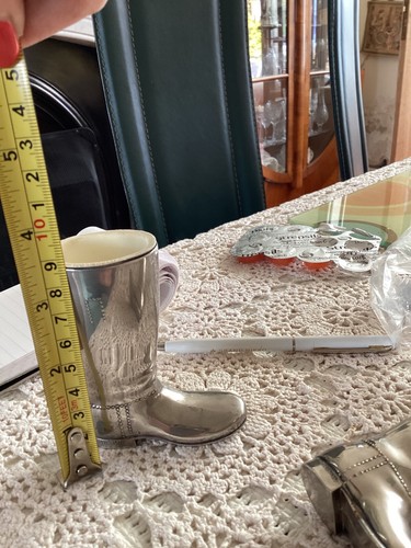Vintage Pair Of Silver Plated 1 & 1,5 oz. Riding Boots, inner/Shot Drink Measure - Picture 5 of 7