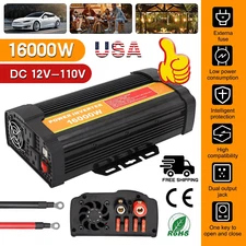 16000W Car Power Inverter DC 12V To AC 110V Pure Sine Wave Solar Converter LCD