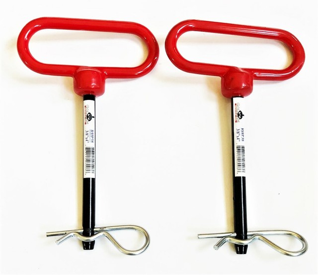 2 GOLIATH INDUSTRIAL RED HANDLE 3/8" X 4" TRACTOR HITCH PINS WAGON