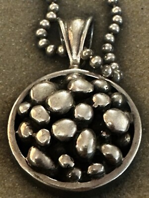 STANLEY GUESS ◑ PENDANT Rare Stanley Guess 925 Silver Modernist Liquid Pebbles