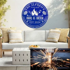 Personalized Backyard Pool Metal Sign - Outdoor Wall Decor - Pool Signs for Home