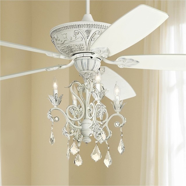 60 Chic Ceiling Fan With Light Led Chandelier Rubbed White Living