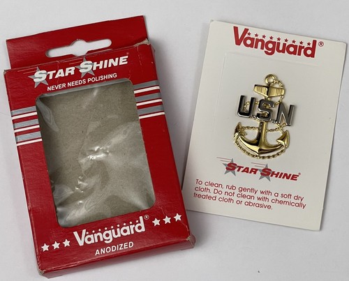 NEW VANGUARD USN REGULAR FOULED ANCHOR E8 SERVICE DRESS UNIFORM COVER CAP DEVICE - Picture 11 of 12