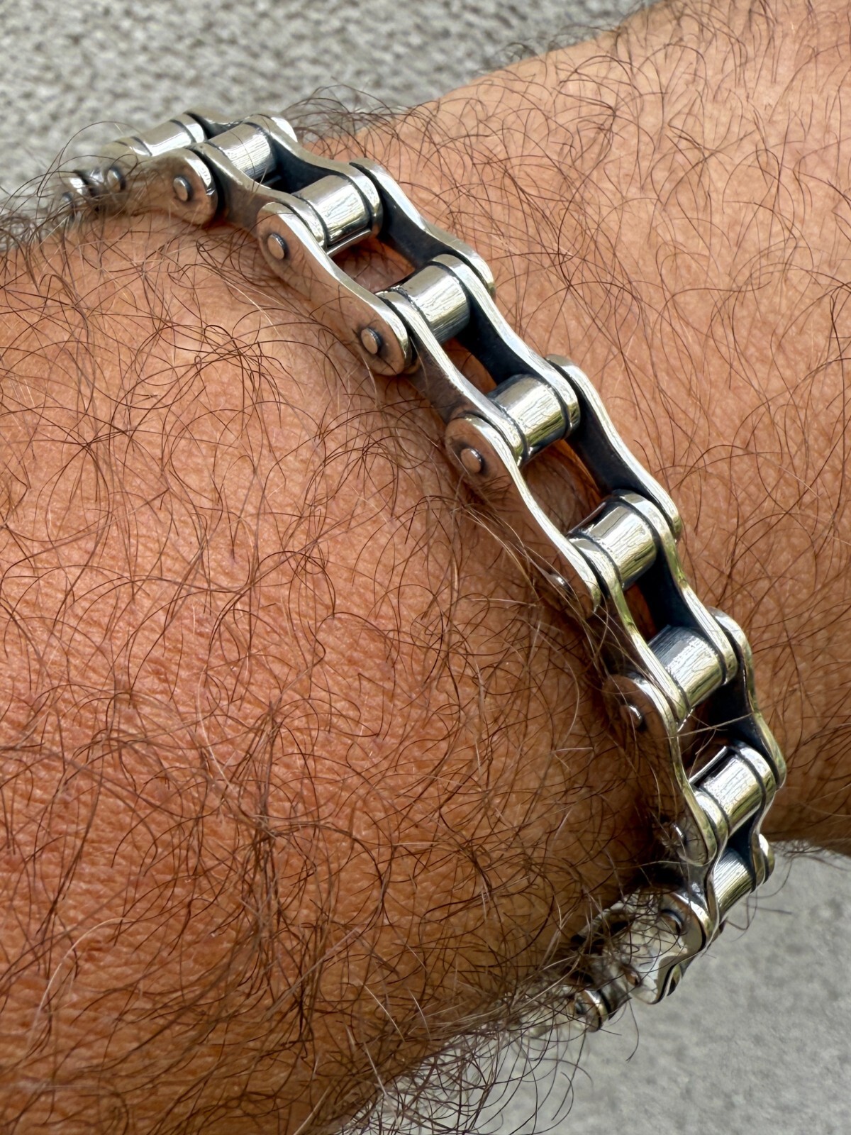Link Bracelet Real 925 Silver Oxidized Handmade 9mm Bike Motorcycle