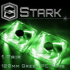 Green 120mm 4-LED Quad Light Neon PC Computer Case Clear Cooling Fan Mod x2