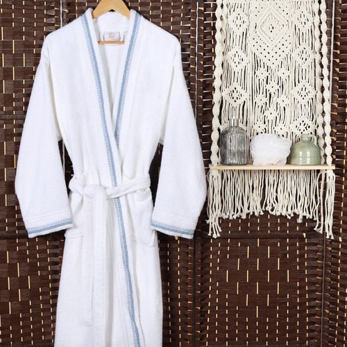 Tinsel Turkish Unisex Cotton Kimono Terry Bath Robe Absorbent Adults Bathrobe - 第 15/40 張圖片