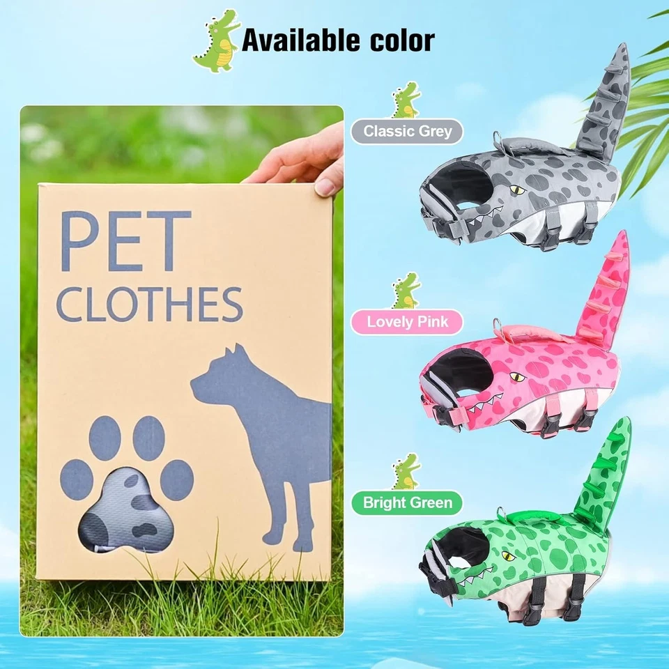 Pet Swimming Water Safety Vest Dog Life Jacket Swimsuit w/ PULL Handle XL - Image 2 of 3