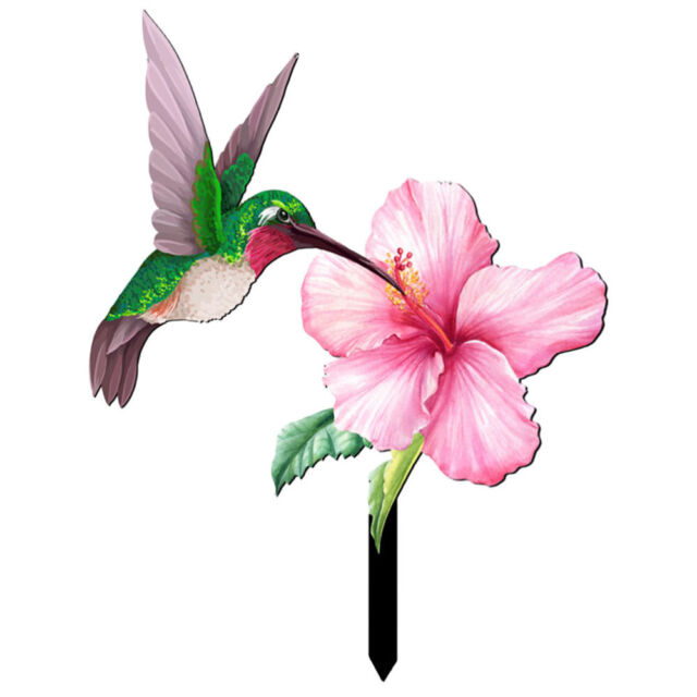 2pcs Outdoor Garden Hummingbird Stake Blumenstahl dekorative Blumenstake für