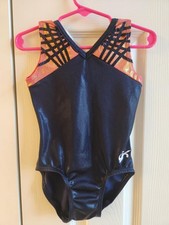 GK Elite Orange/Navy Blue Gymnastics/Cheer/Dance Leotard CS Child Small