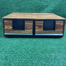 Vintage VHS Tape Holder Faux Wood Grain 2 Drawer Cabinet Classic Storage Case