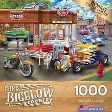 Lafayette Puzzle Factory Chris Bigelow 1000 PC Jigsaw Puzzle Hot Rod Garage New